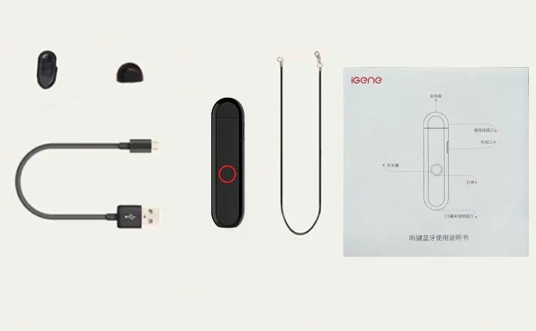 Compact black A1 Bluetooth audio receiver with 3.5mm plug shown in pendant wearing style.