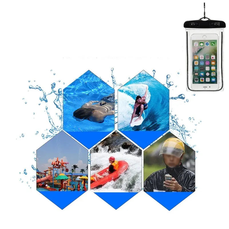 Waterproof PVC phone case in multiple colour options for outdoor sports protection