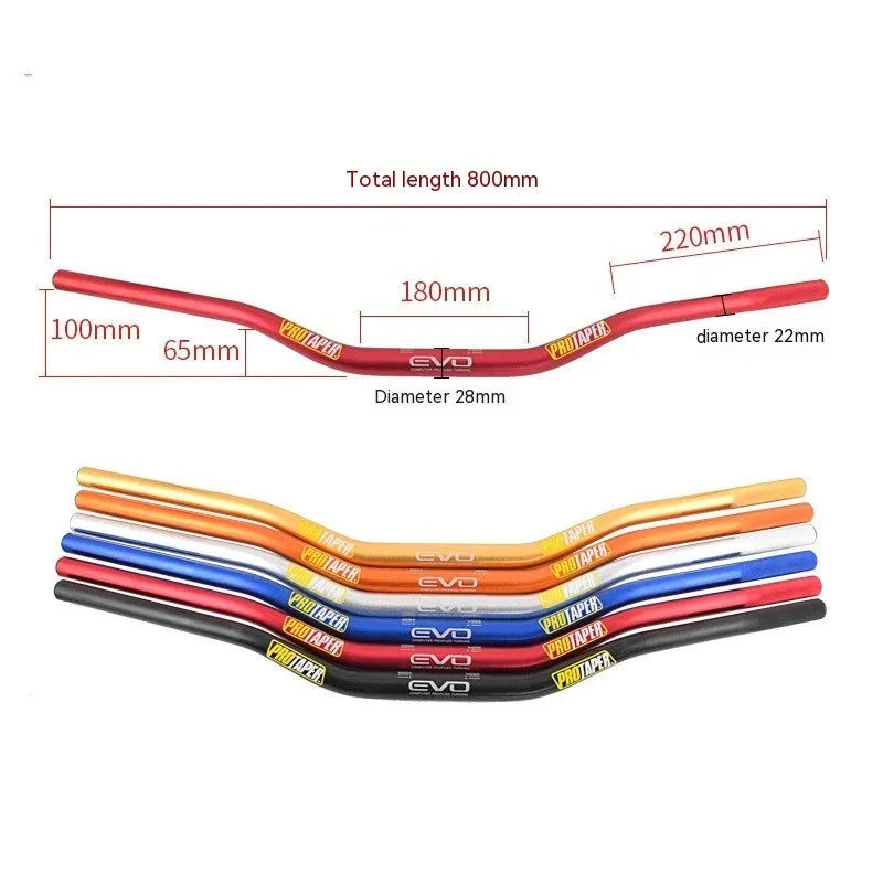 Aluminium motorcycle handlebar with 28mm diameter and orange finish for scrambling bikes