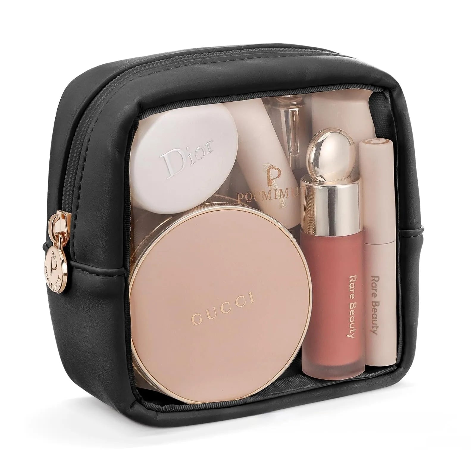 Transparent PVC cosmetic travel bag with waterproof construction and multiple colour options