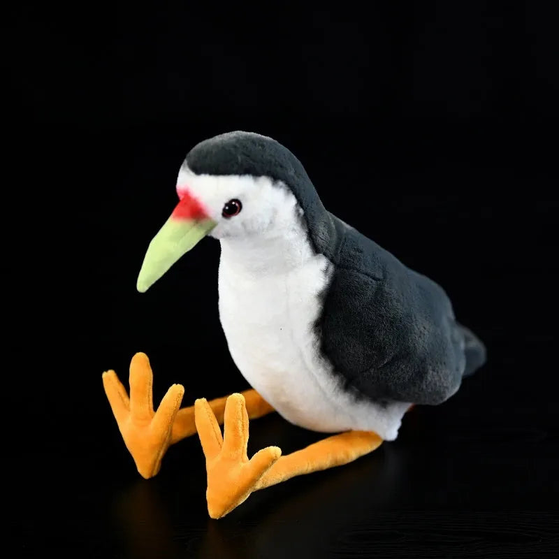 White-bellied rail plush toy in soft polyester, 27cm head-to-chest, white-breasted waterhen colouring