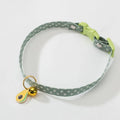 Adjustable cat collar with bell pendant and removable bow tie in green, pink or yellow for small pets