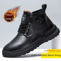 Black high-top platform Martin Boots for men with velvet finish and rubber sole.