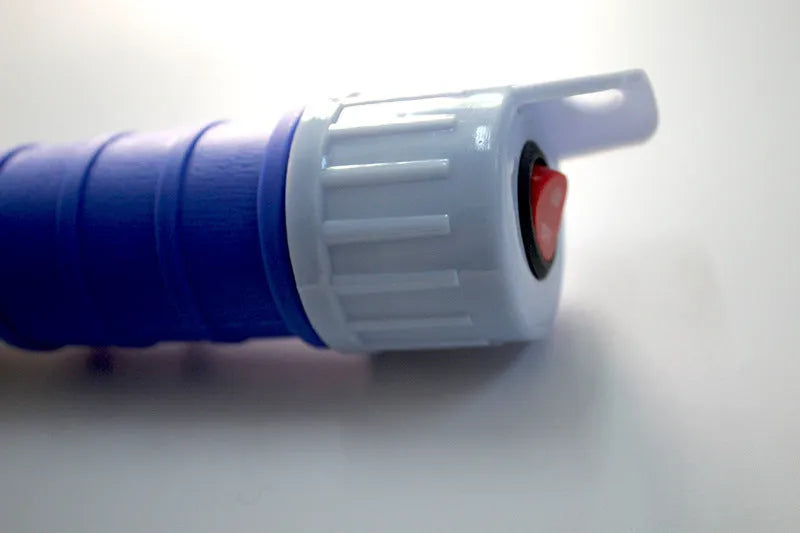 Blue manual siphon transfer pump for fuel oil gasoline and liquid handling