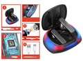 Hall Flashing wireless gaming earplug headset in black or white with Type-C cable.