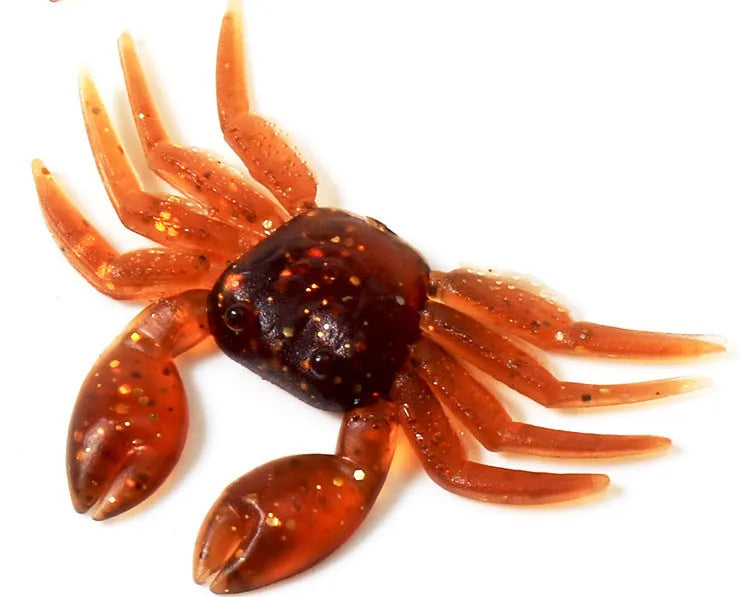 PVC software artificial crab fishing lure in red and brown, measuring 8cm in length.
