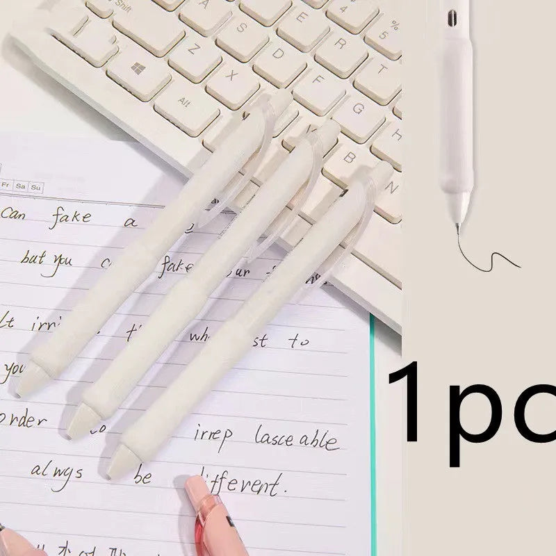 Macaron series press gel pen with 0.5mm tip in smoked brown, pink, or white ink options.