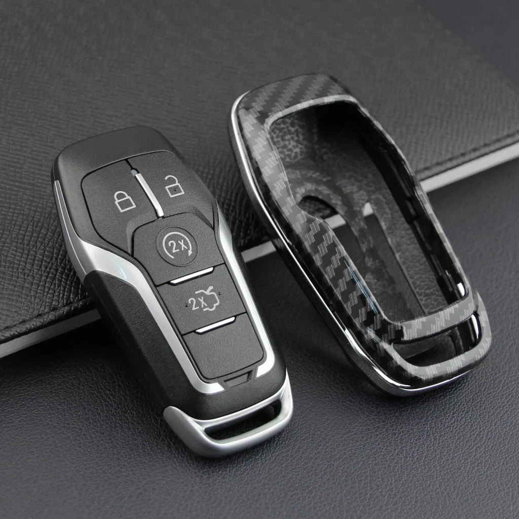 Plastic car key remote protective shell shown in single shell and buckle style options