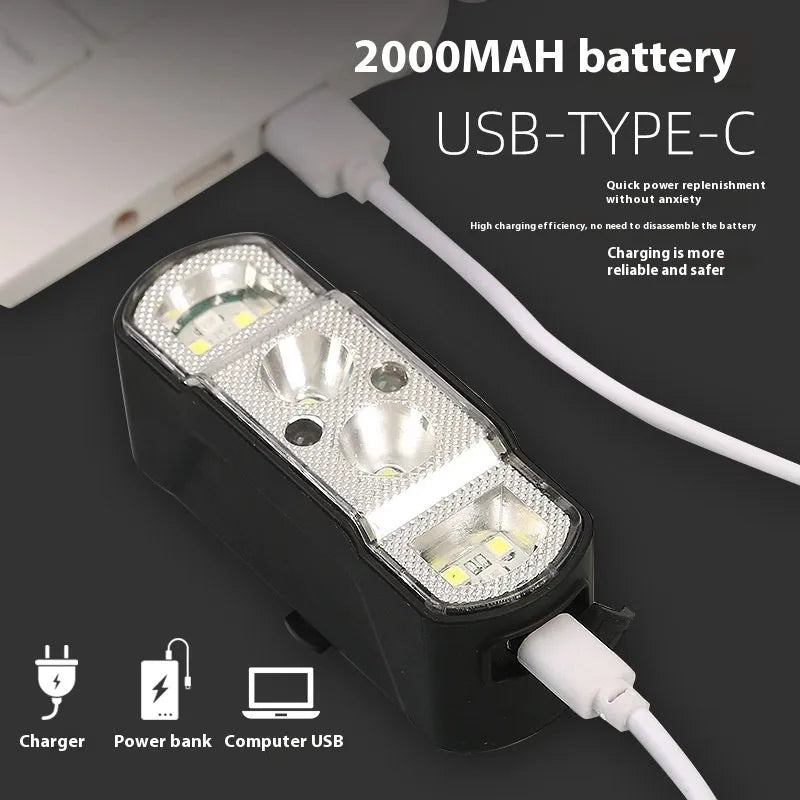 Black bicycle headlight with wave induction sensor and 350 lumen LED for cycling