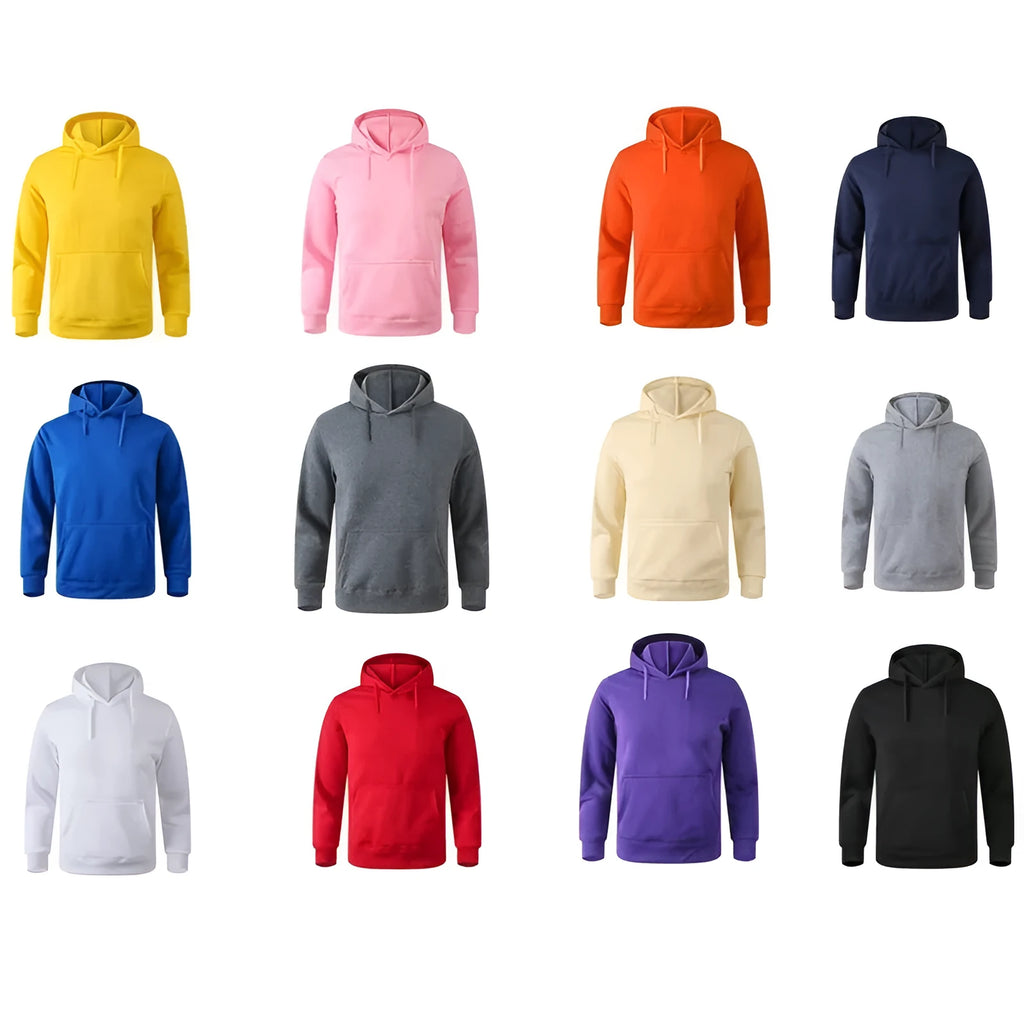 Solid colour hooded pullover men's sweater long sleeve polyester fibre in 11 colours Asian sizing