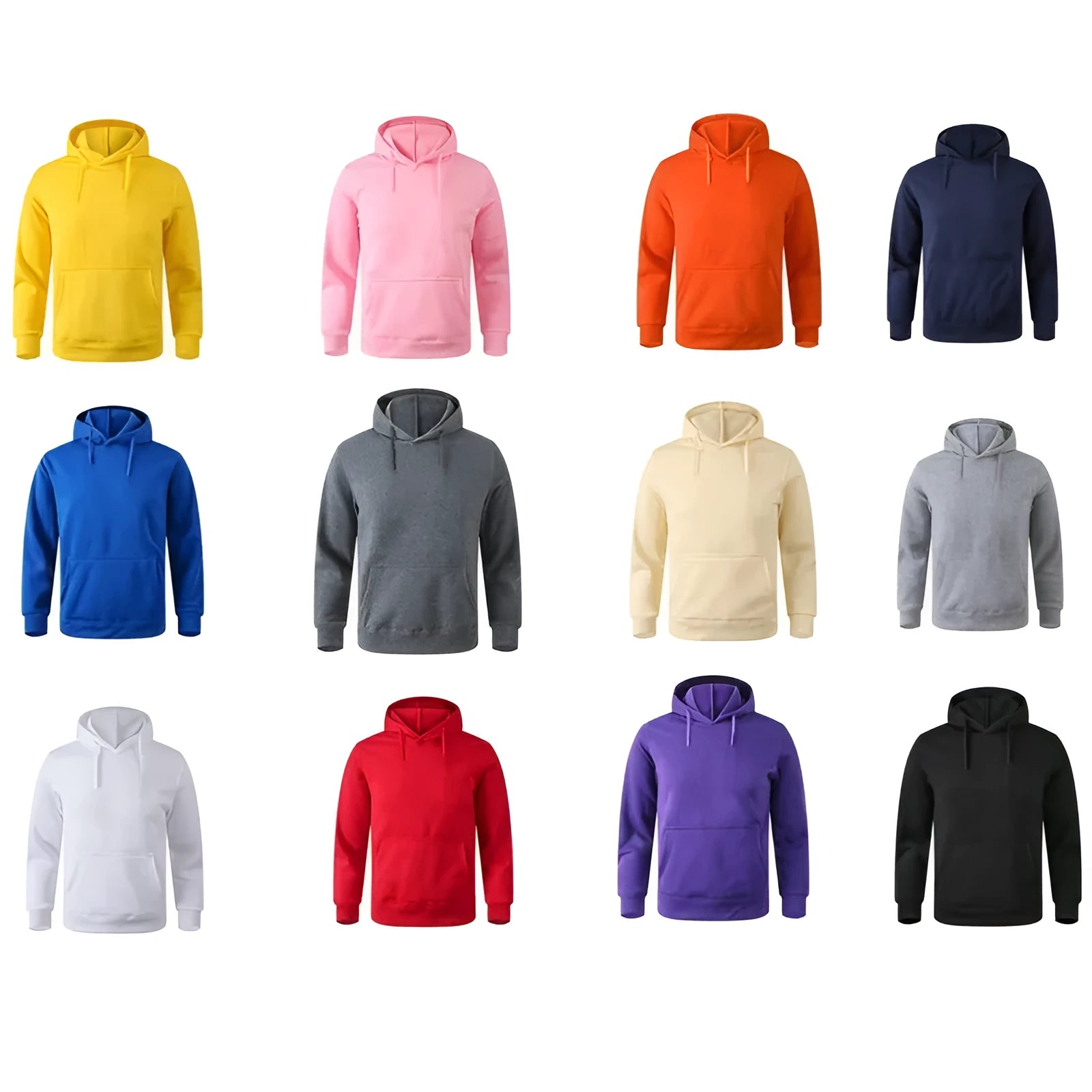 Solid colour hooded pullover men's sweater long sleeve polyester fibre in 11 colours Asian sizing