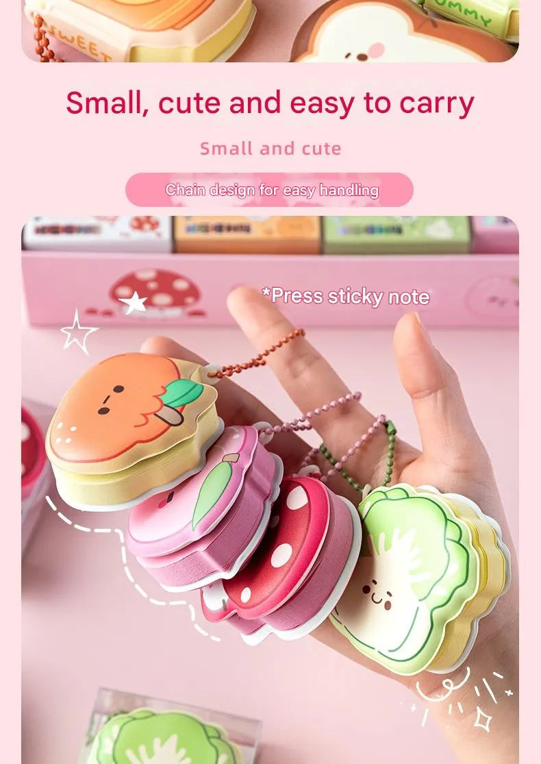 Mini bean-shaped sticky note notebooks 4-pack in various themed designs