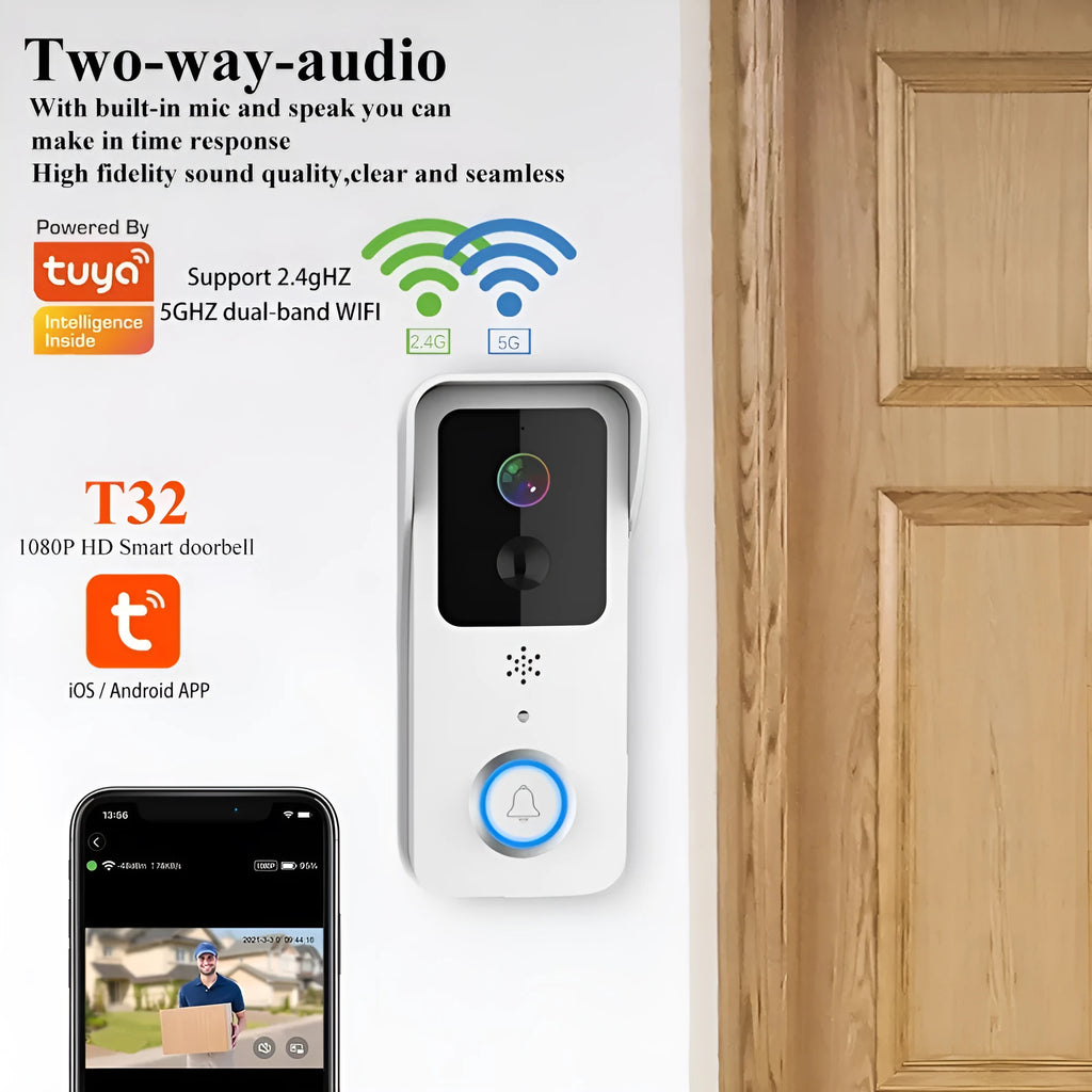 Smart home waterproof visual doorbell with HD camera and remote APP controls