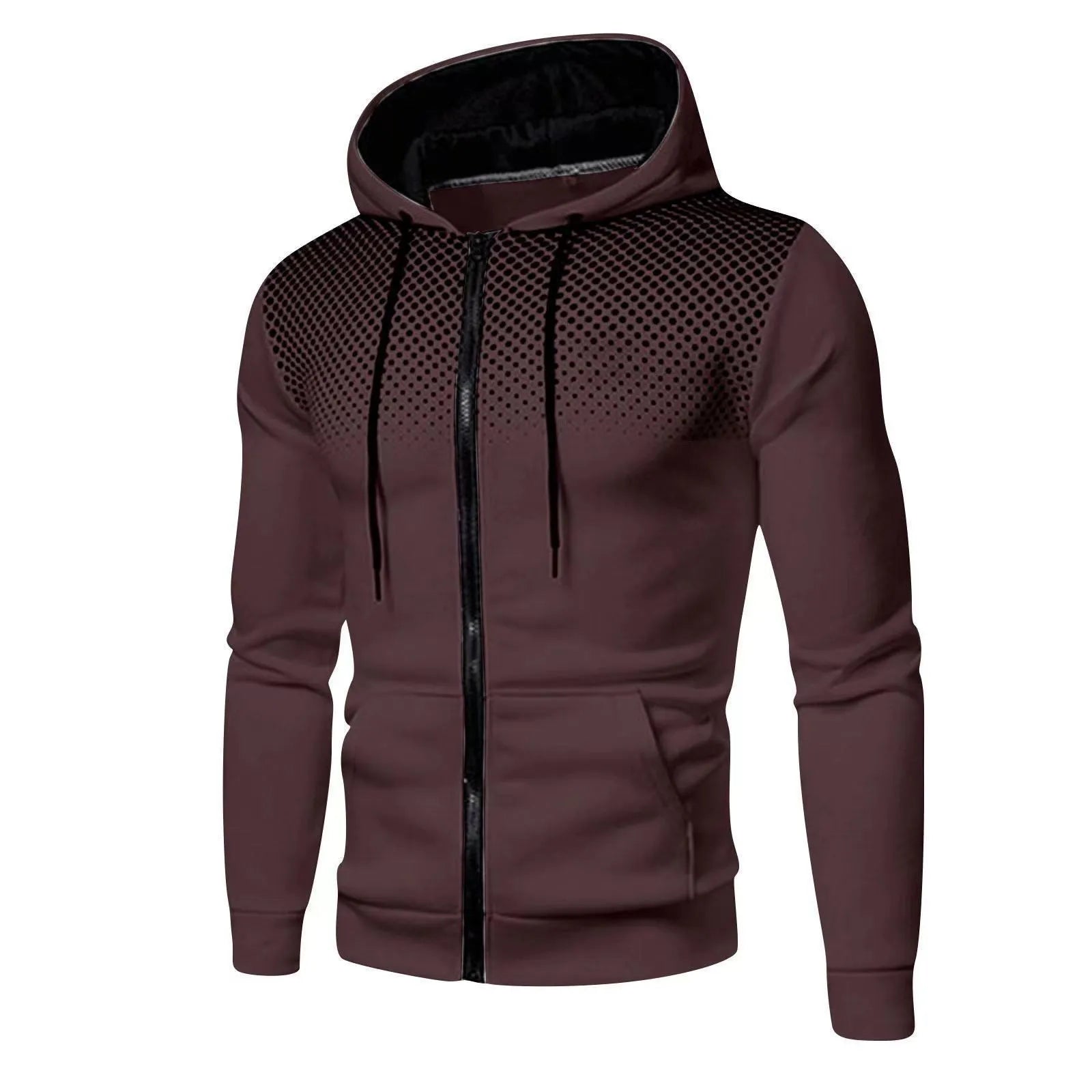 Men's polyester zip-up sports sweater in multiple colours including black, blue, and white