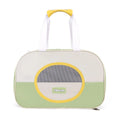 Blue foldable Oxford cloth cat backpack for outdoor use with mesh ventilation panels.