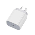 White PD20W Type-C fast charger with AU plug for wall socket