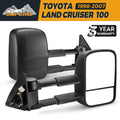 Pair of black plastic foldable rearview mirrors for Toyota Land Cruiser 100