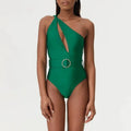 Women's one-piece swimsuit with gauze skirt in polyester fabric