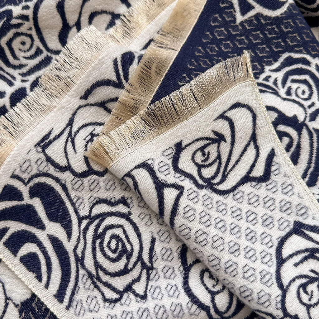 Imitation cashmere winter scarf with tassel detailing in grey colour, measuring 185cm by 65cm