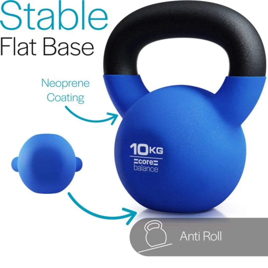 Blue cast iron dumbbell shaped like an immersion teapot on a plain background.