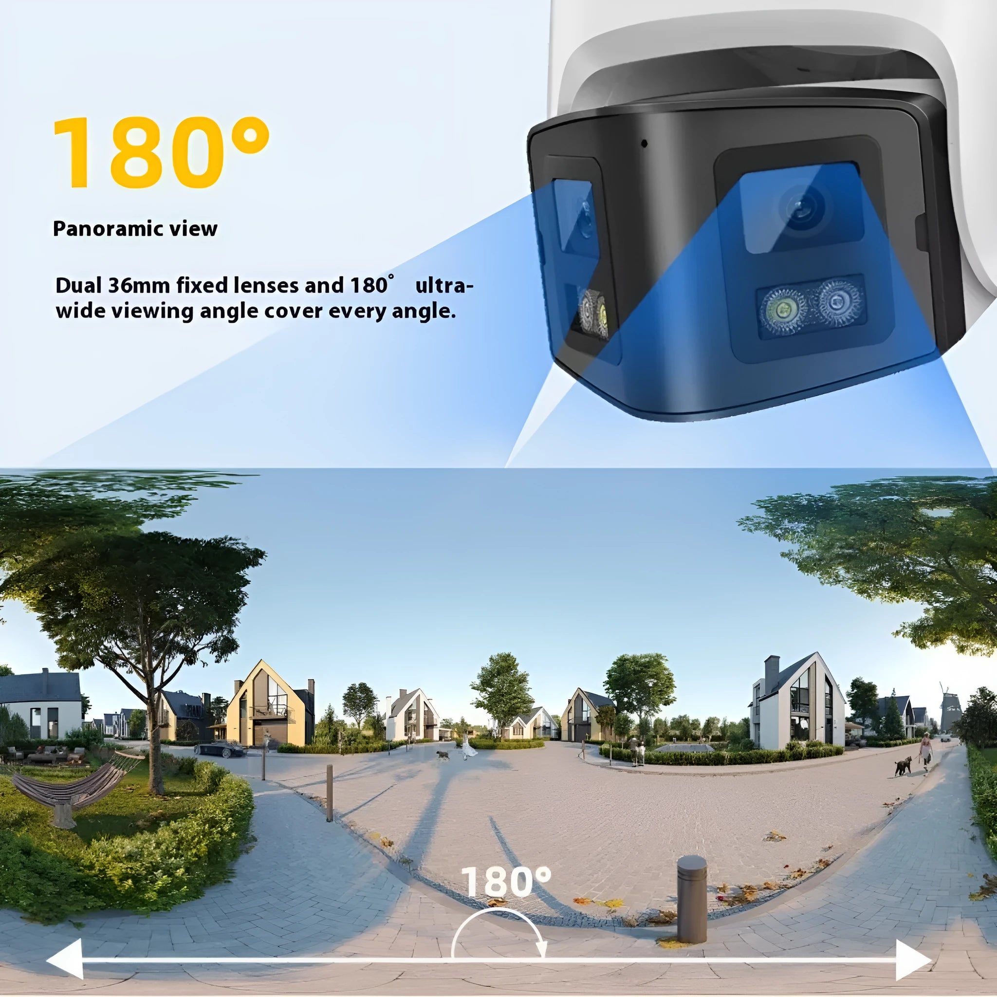 4MP dual-lens IP66 waterproof outdoor CCTV security camera with panoramic coverage