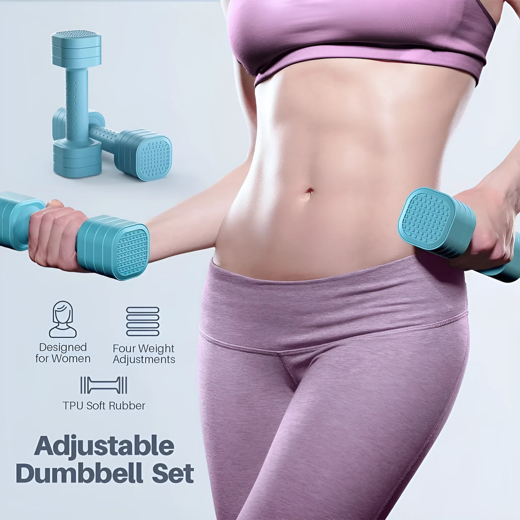 Detachable dumbbell set for women's fitness in slim fit design with adjustable weights