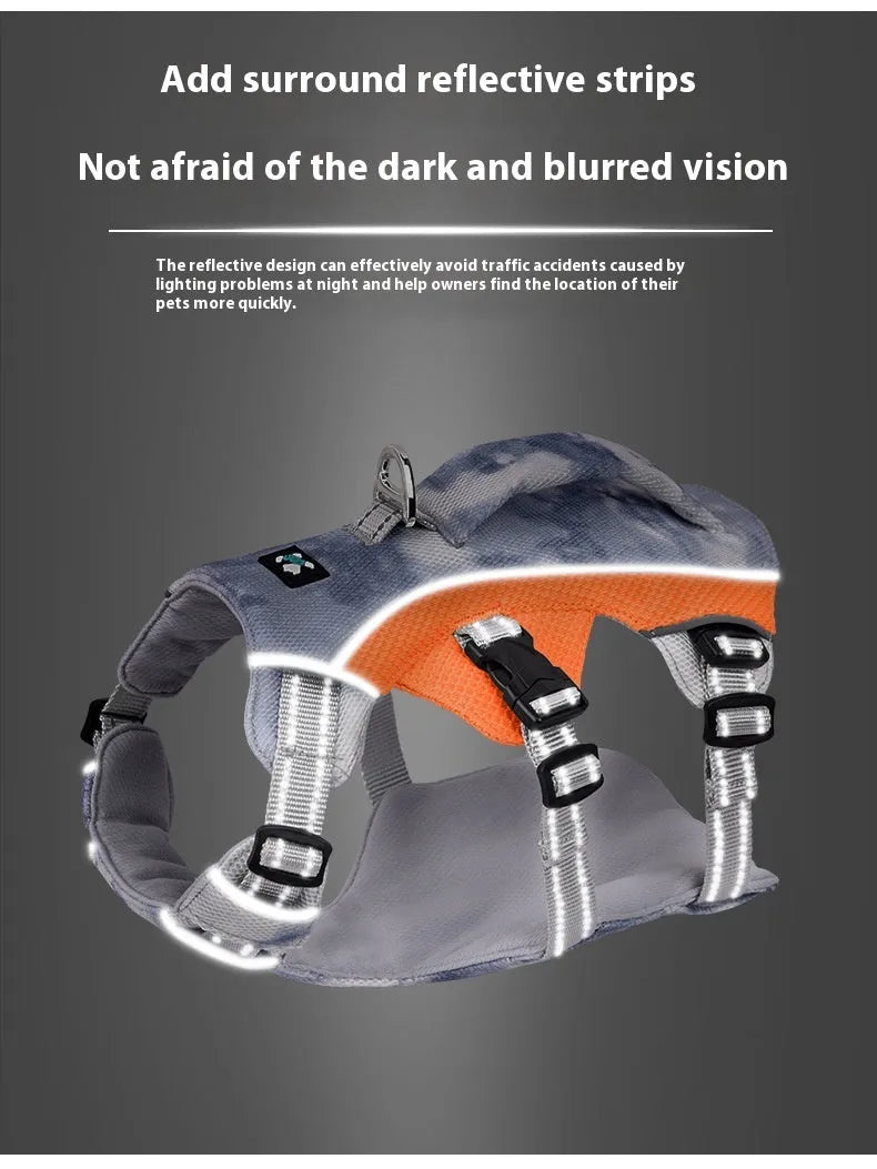 Reflective pet cooling clothes chest strap in polyester material with colour options