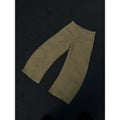 Men's khaki cotton straight-leg trousers with American retro styling laid flat