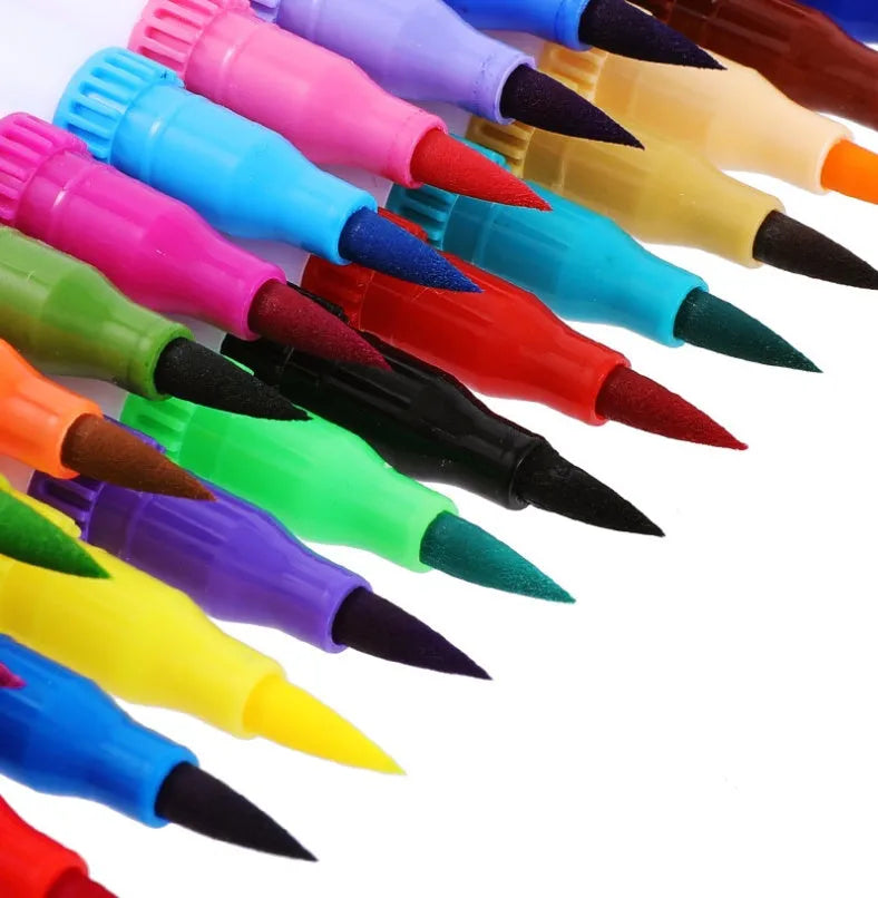 Set of watercolour brush pens in assorted colours for drawing and lettering.