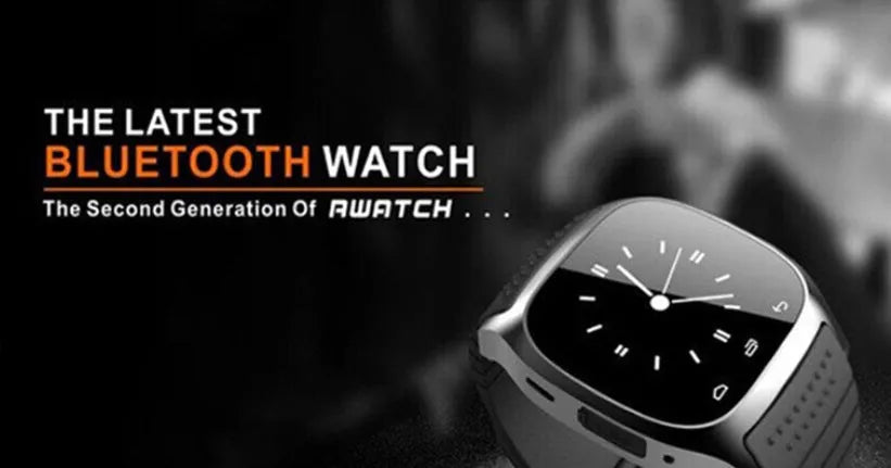 Smart Bluetooth sports watch compatible with iPhone and Android, in black, white, and blue colours.
