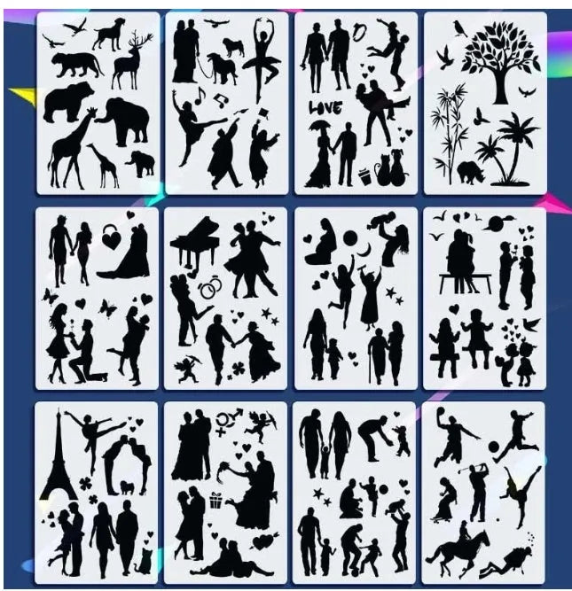 White plastic drawing stencil templates for art and craft projects