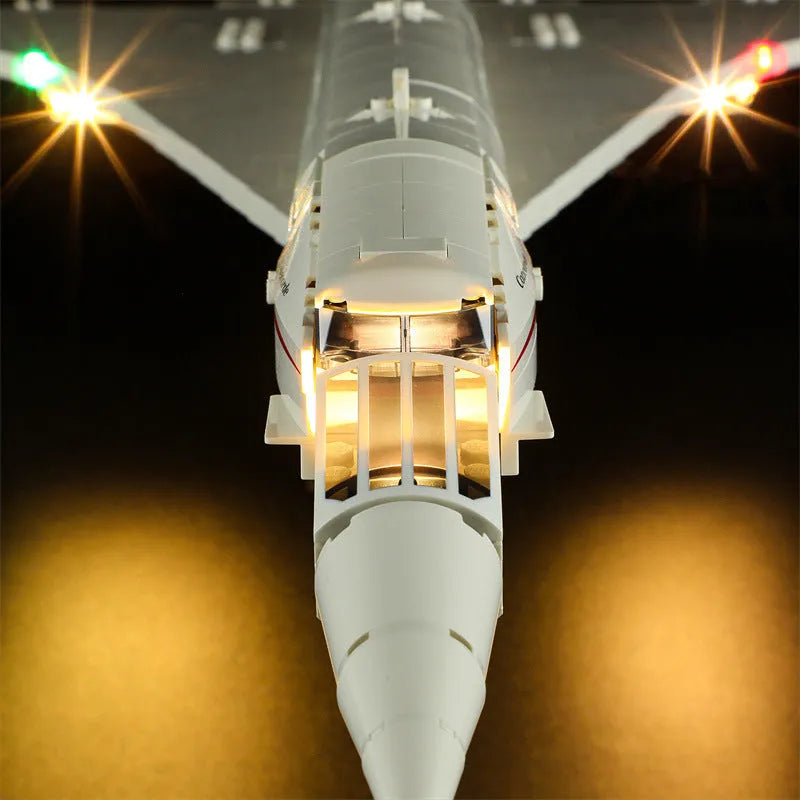 Building Blocks Toy Decorative LED Lighting Kit for Concorde Aircraft Model White Colour Box 16.5cm Display Flash Function Small Particle Plastic Construction Set Lighting Fixtures