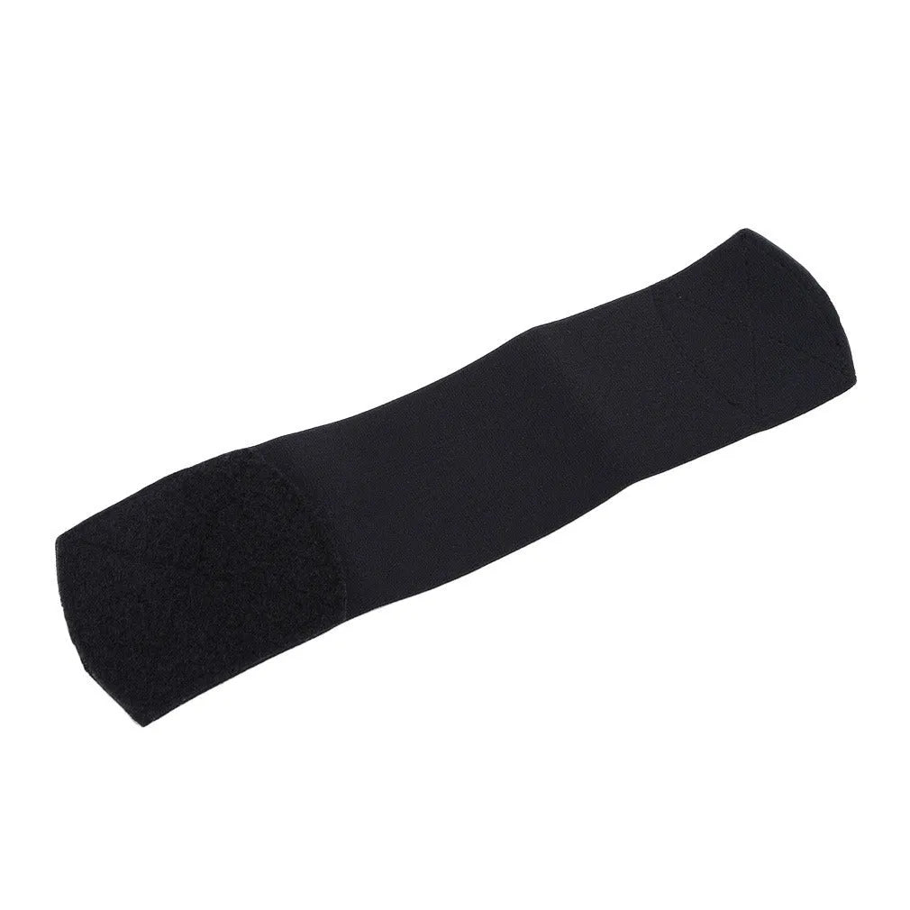 Red rubber football shin guard magic tape belt showing elastic strap for sports protection