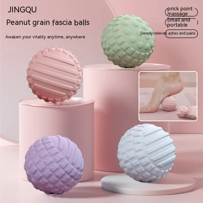 6cm TPR foot massage ball in blue, green, pink, and purple colours including spherical and peanut-shaped designs