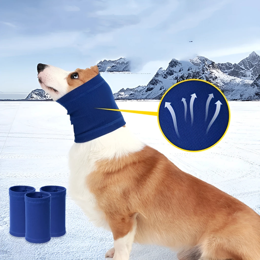 Blue and grey polyester dog headband scarf in three sizes for canine casual wear