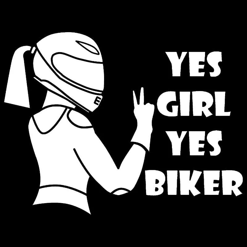 Cool Girl Rider design car waterproof sticker in PET material measuring 16cm by 15cm
