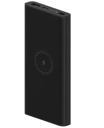 Black and white large capacity 10000mAh power bank with USB-C and wireless charging