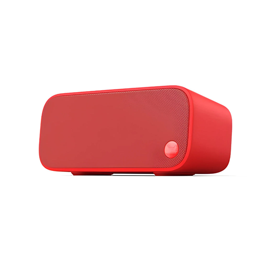 Smart WiFi speaker in blue colour with bookshelf design showing front-facing speaker grille