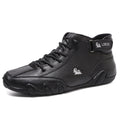 Men's octopus style high top boots in khaki colour with a microfiber upper and flat rubber sole.