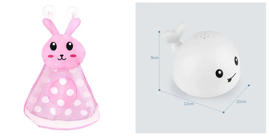 Automatic water spray whale bath toy with lights floating in baby bath