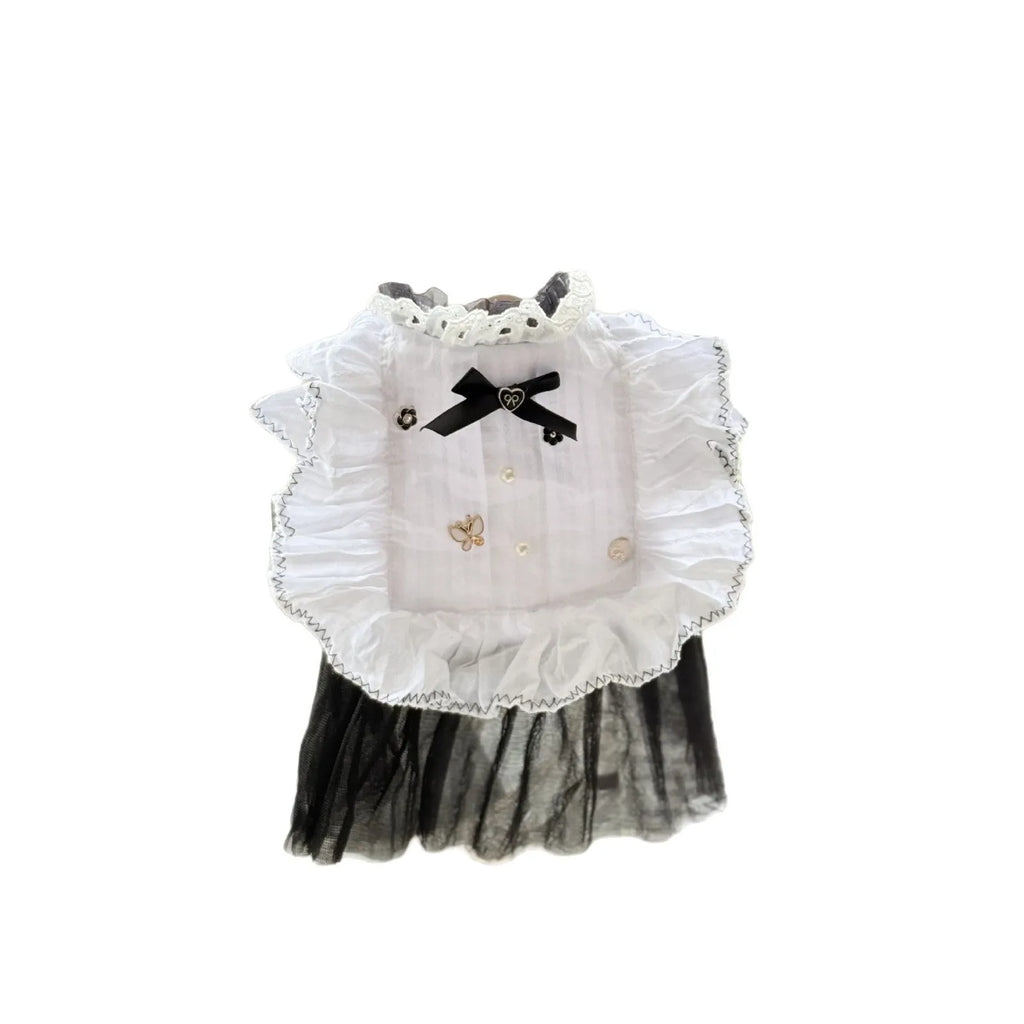 White polyester princess dress with waltz gauze skirt for small breed dogs