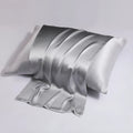 Silk double-sided zipper pillowcase in modern simplicity style showing colour options and size variations
