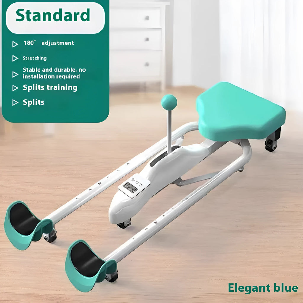 Adjustable horse leg stretcher with steel frame for hip opening exercises in pink colour