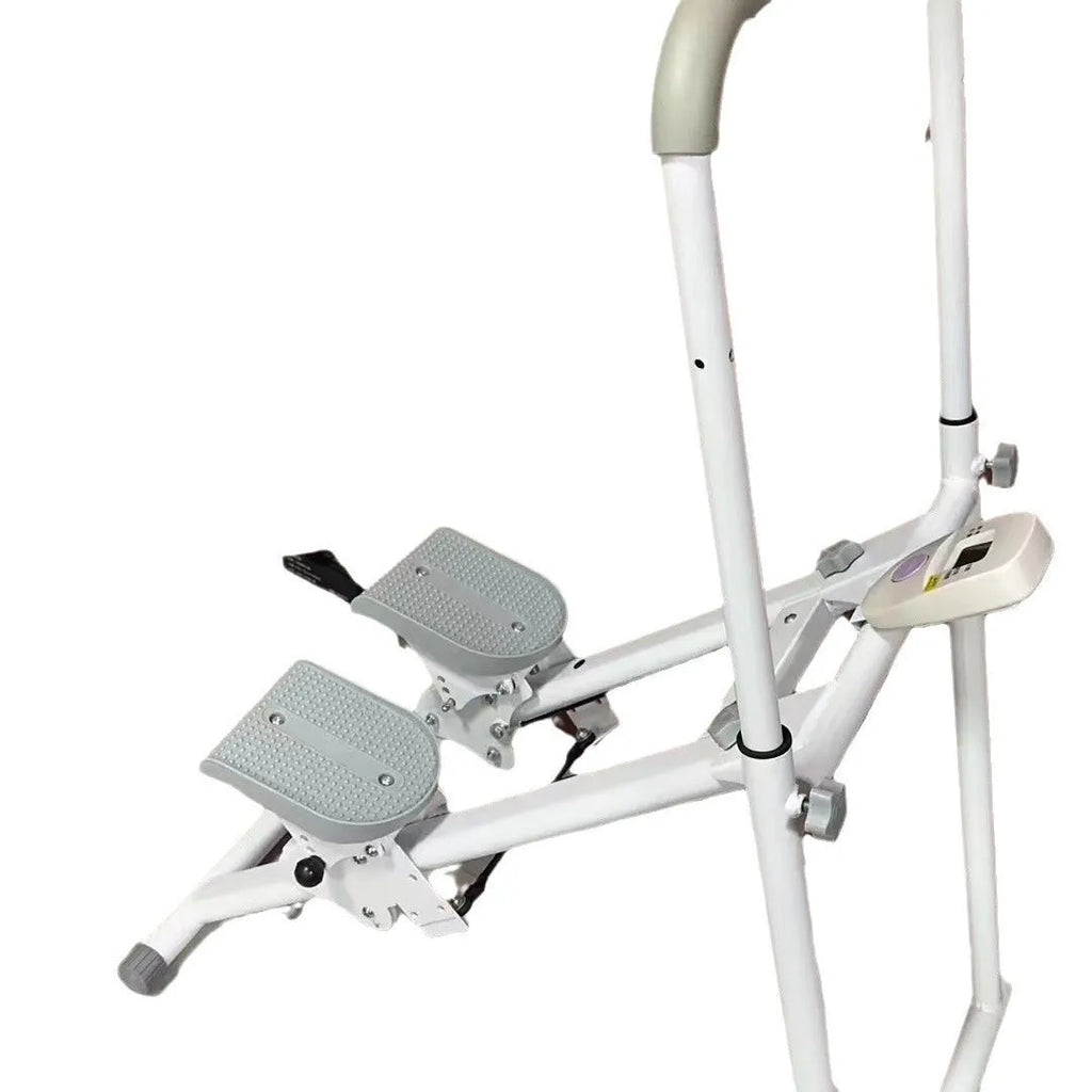 White foldable indoor climbing machine with integrated treadmill for home fitness