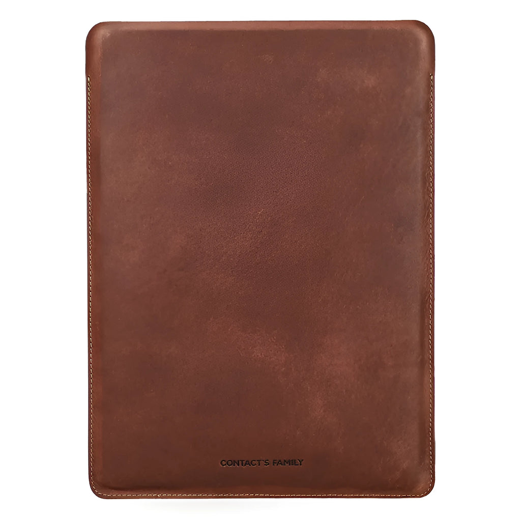 Brown crazy horse leather laptop bag for 13.3-inch MacBook Pro and Air in horizontal style