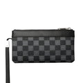 Men's black plaid genuine cowhide leather wallet measuring 20cm by 10cm