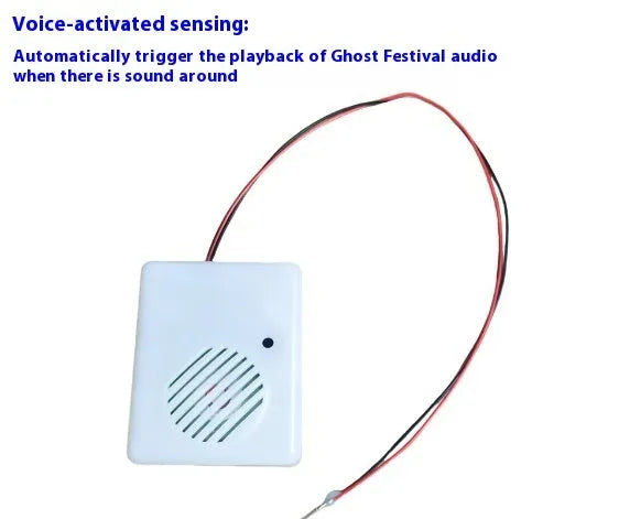 White plush Halloween ghost sound emitting toy box with voice recording, measuring 60x48x26mm
