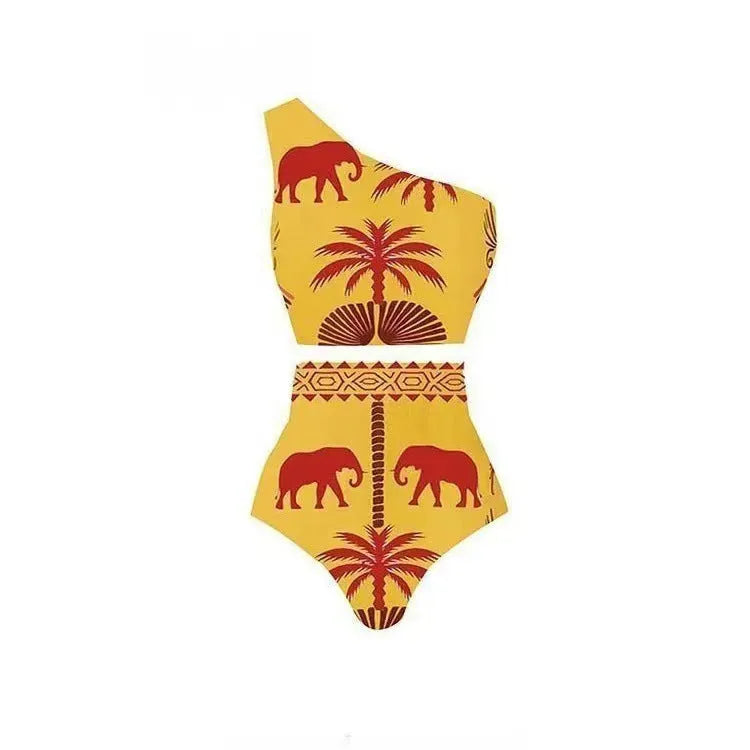 Women's black and printed one-piece swimsuits in sizes S to XL for beach wear