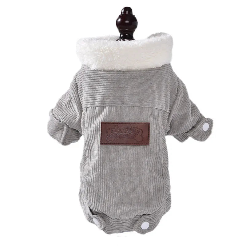 Lambswool grey dog vest with fleece lining for autumn and winter pet warmth
