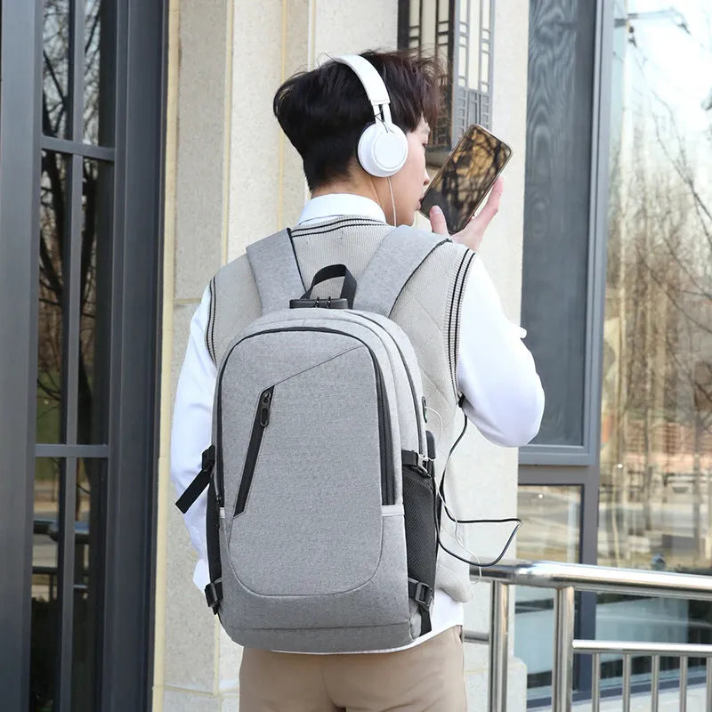 Street trend style computer backpack in Oxford cloth, shown in blue, with dimensions 50cm by 19cm by 31cm.